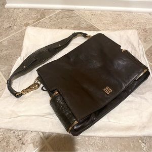 Givenchy brown leather alligator hand bag